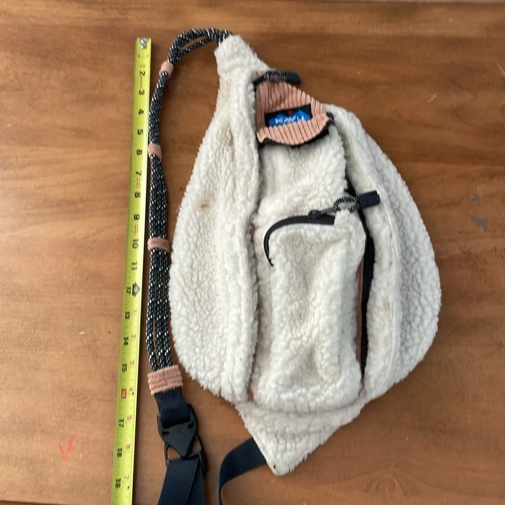 KAVU Polar Rope Snug Sling Crossbody Blush Cloud Fleece Polyester Backpack Bag